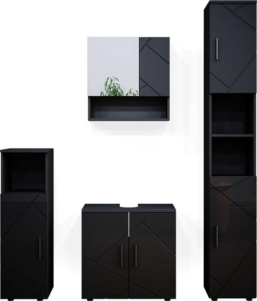 Set de meubles de salle de bain Vicco Irma Anthracite avec armoire haute