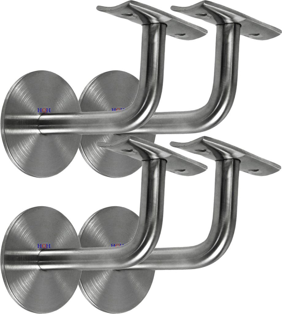 Edelstahl Handlaufhalter Set 4 Stück HLH 1101 gewölbte Auflage Handlaufträger Stütze