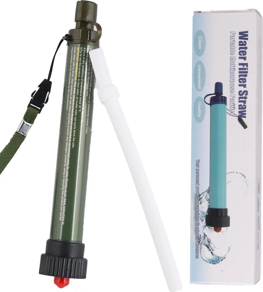 Paille de survie avec filtre à eau portable pour randonnée et camping