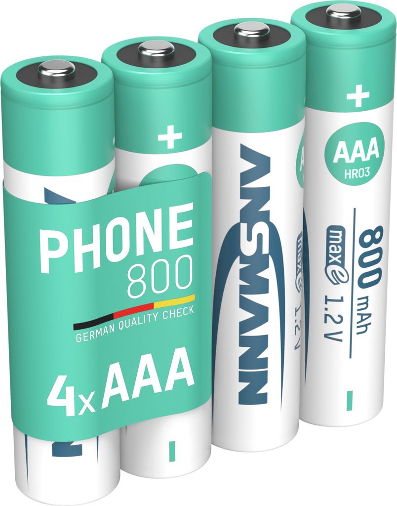 ANSMANN Telefon Akku AAA, 4 Stück, 800mAh 1,2V, DECT