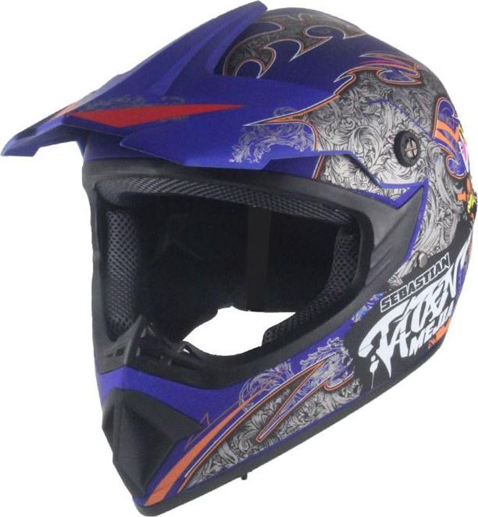 Crosshelm Helm Kinderhelm Motorradhelm Motocross Quad Mejia Blau Matt Größe XS