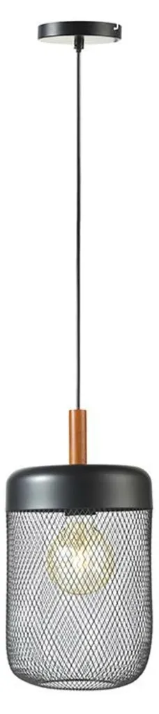 Suspension ACA PAROT TF501P20BK - Luminaire E27 en Bois et Métal Noir