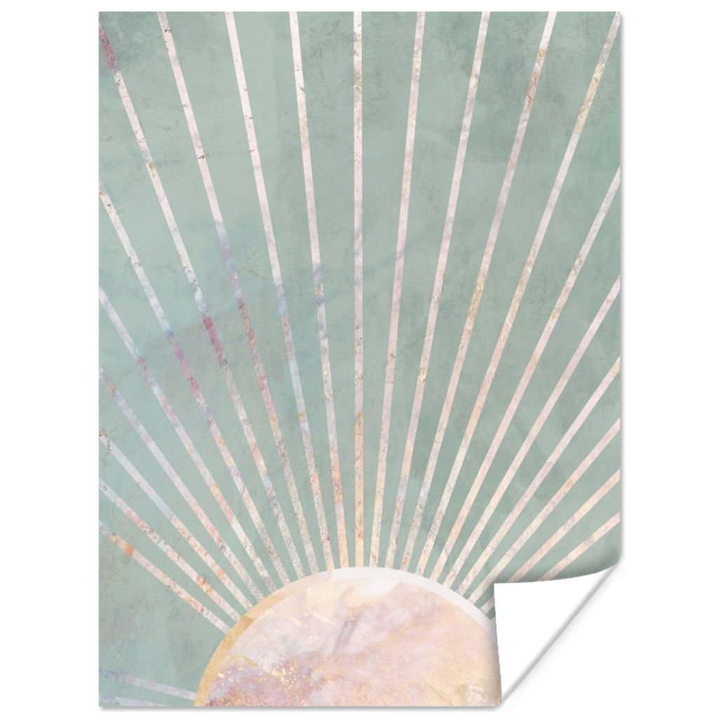 MuchoWow Poster Grün - Sonne - Gold - Luxus 30x40 cm - Wandplakat - Poster Kinderzimmer