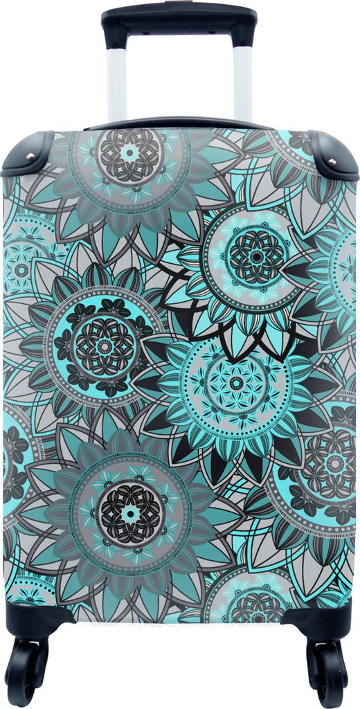 MuchoWow MuchoWow Koffer Handgepäck Trolley Rollkoffer Kleine Reisekoffer mit 4 Rollen - Mandala - Blumen - Entwurf - Cabin Size < 55x40x23 cm...