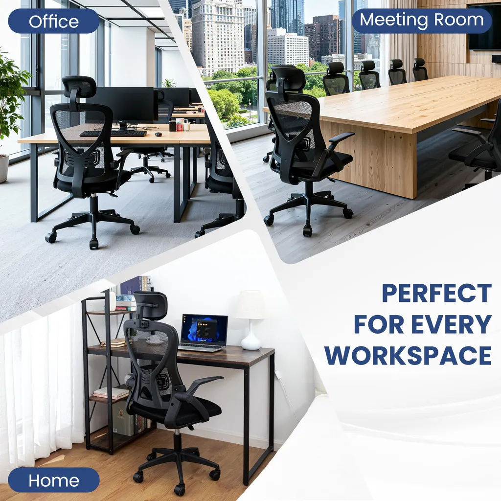 Chaise de bureau ergonomique xDays avec appui-tête et dossier en maille - 8