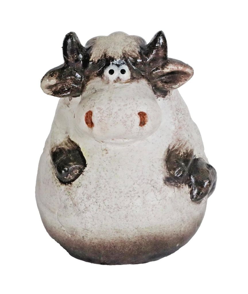 Gartenstecker Zaunhocker Kuh Rind Keramik Zaunsitzer Garten Deko Skulptur Figur