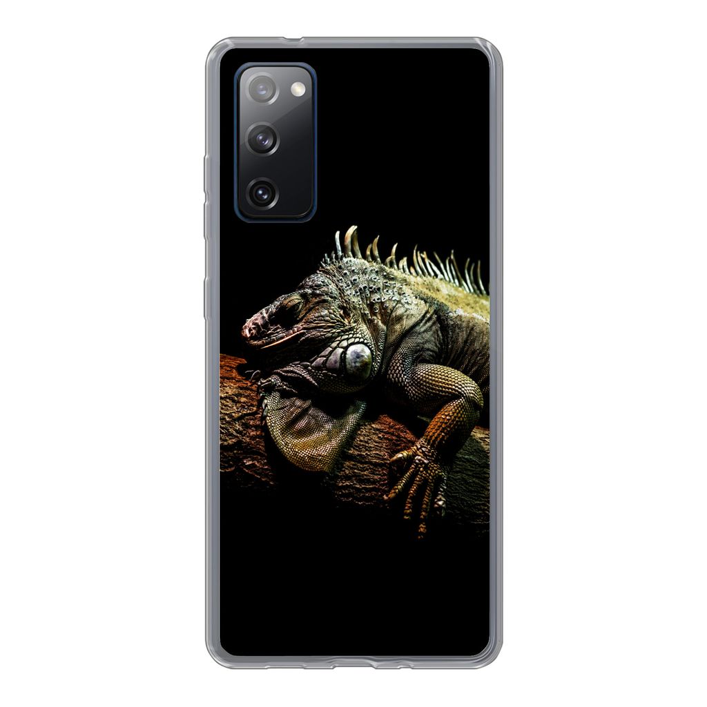 MuchoWow Handyhülle Schutzhülle Hülle für Samsung Galaxy S20 FE Tier - Zweig - Schwarz Silikon Softcase Handy Hülle - Abdeckung