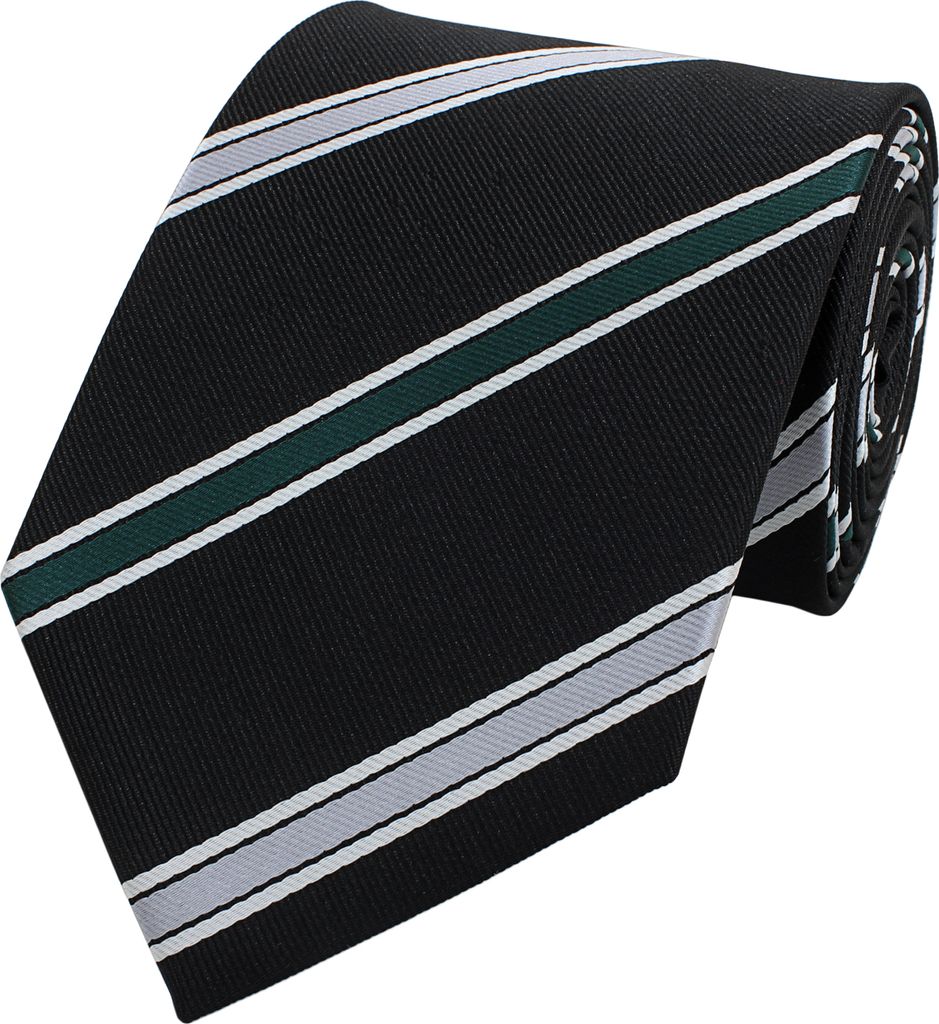 Fabio Farini - 1 Stück gestreifte Herren Krawatte - Tie mit Streifen in 6cm oder 8cm Breite Breit (8cm), Schwarz/Silber/Grün/Weiß