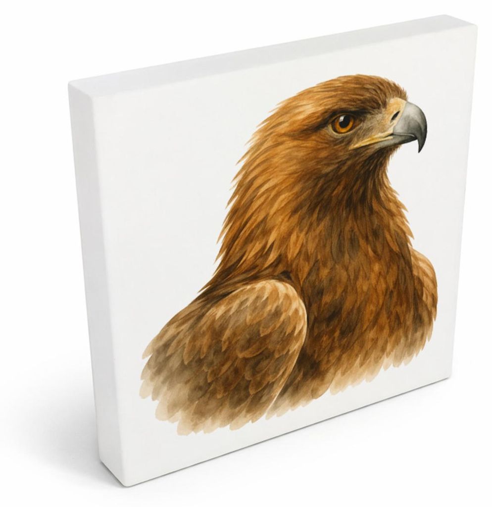Luft Könige Adler Porträt Holzbild in 10x10 cm zum Stellen oder Aufhängen