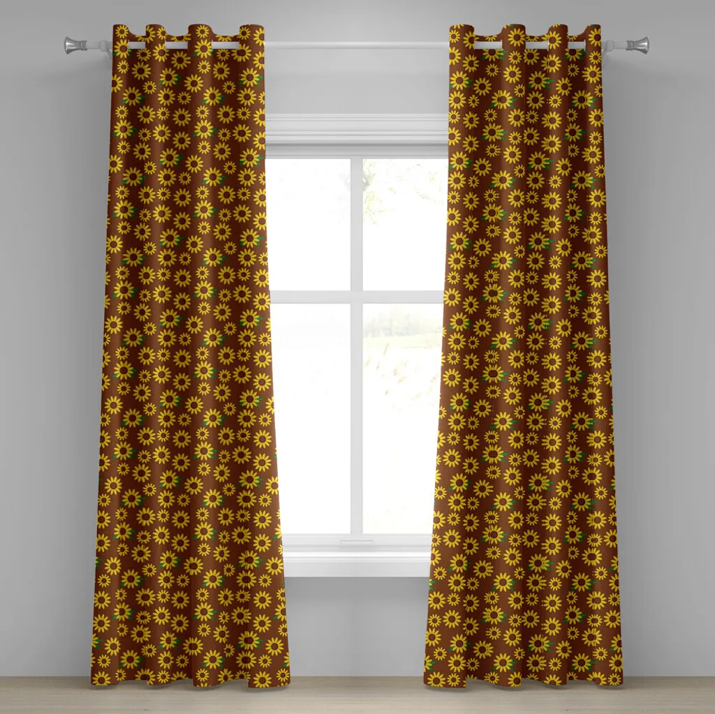 Rideau à œillets tournesol ABAKUHAUS 280x175 cm jaune et vert décoratif