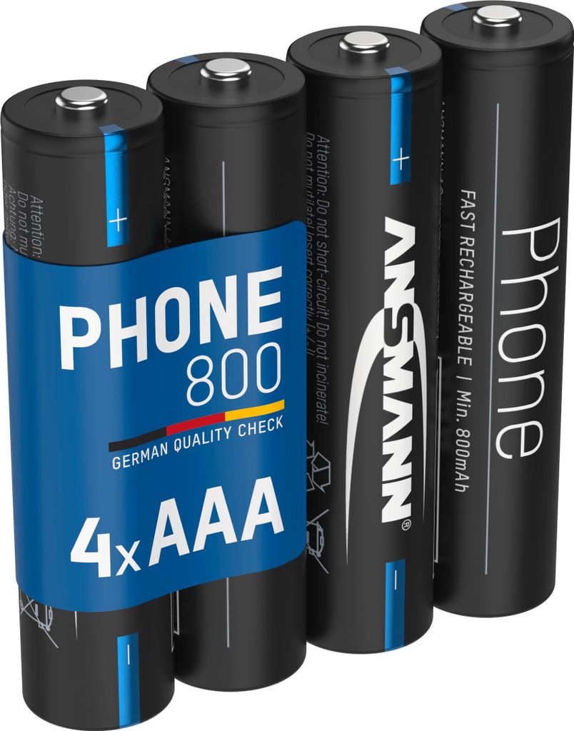 ANSMANN Telefon Akku AAA 800mAh 1,2V, 4 Stück, DECT Produktbild 1