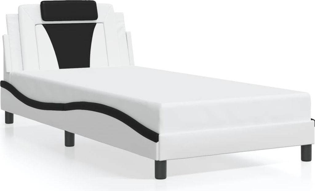 vidaXL Bettgestell "Viana" ohne Matratze Weiß und Schwarz 100x200 cm Kunstleder