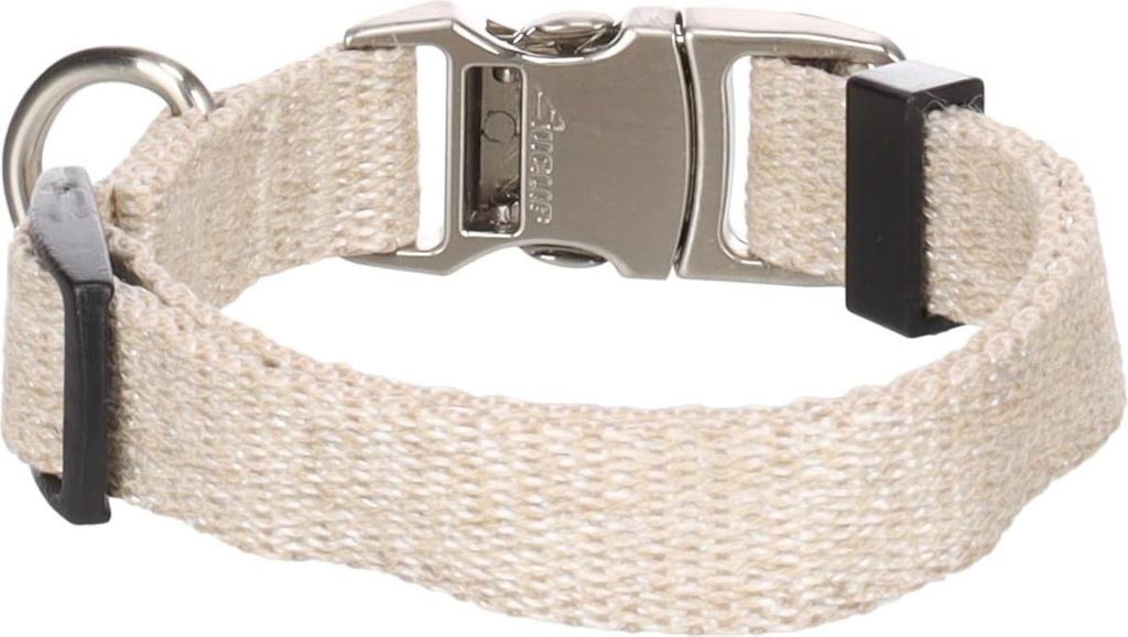 Beige Hundenhalsband XS - 20-35 cm, Stufenlos Verstellbar, Klickverschluss und Verchromter Ring für Leine