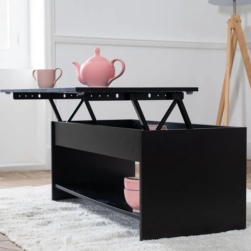 Table basse relevable noire pour manger devant la télé - Modèle HEDDA - 7