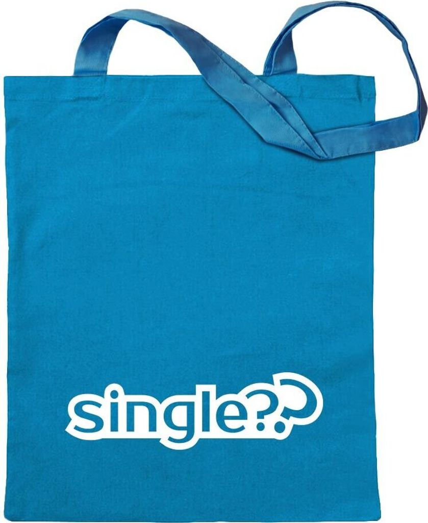 Kiwistar - Baumwolltasche - hellblau - Single?? - Lonely - Dating Show - Tragetasche Stoffbeutel Umhängetasche langer Henkel