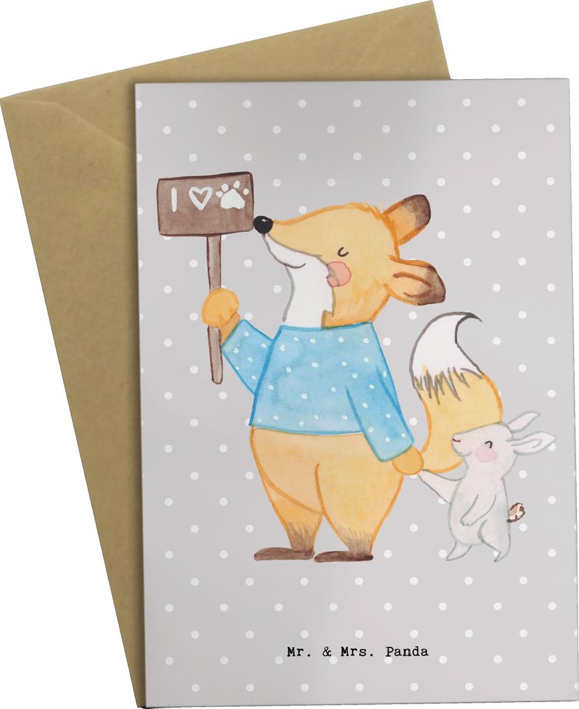 Mr. & Mrs. Panda Grußkarte Tierschützer Herz - Grau Pastell - Geschenk, weihnachtskarten, osterkarten, babykarte, einladungskarten, osterkarte, h...