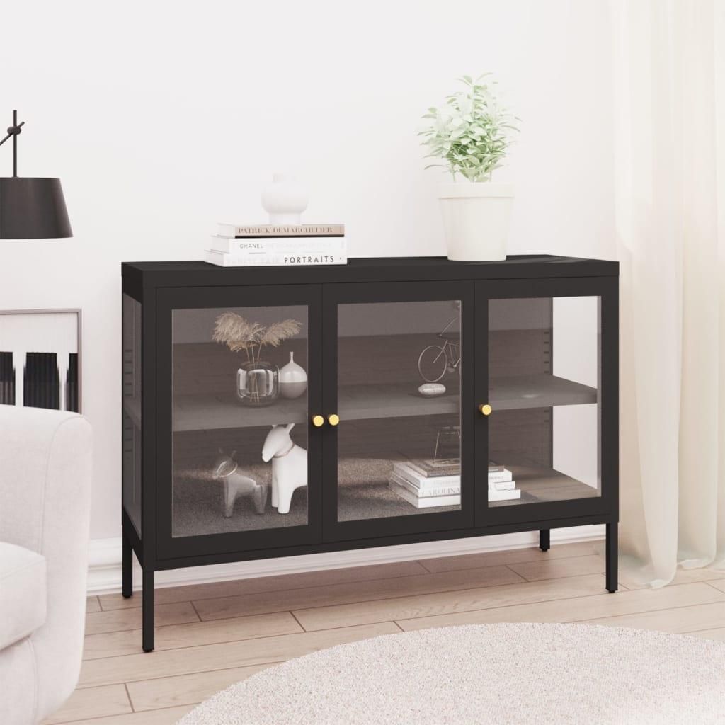 vidaXL Kredens czarny 70x35x70 cm stal i szkło Zdjęcie produktu 
