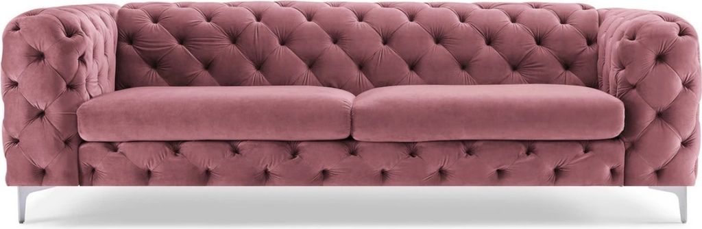 Dreisitzer Rosa Chesterfield Sofa Textil Stoff Wohnzimmer Modern Kreative Möbel