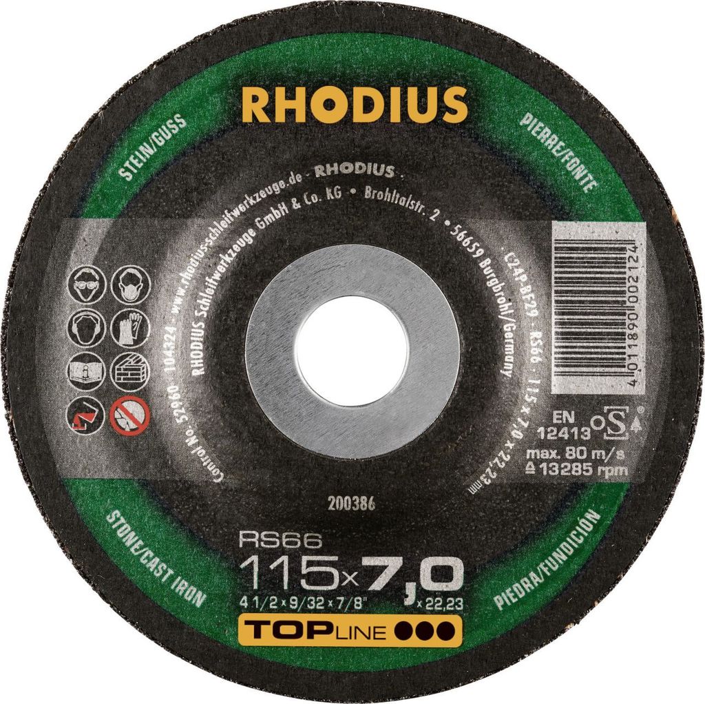Rhodius Schleifscheibe RS 66 115x7,0x22,23mm Stein Topline Produktbild 