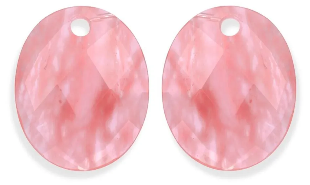 Pendentif ovale quartz rose EAGEM25-RO pour boucles d'oreilles DIY