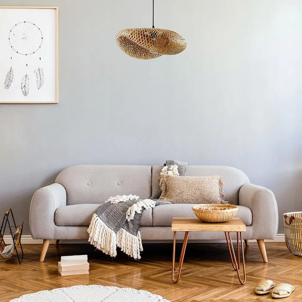 Grand plafonnier design bambou 50cm - Éclairage tamisé Bohème Chic E27 - 3