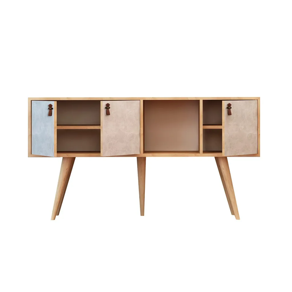Buffet en mélaminé chêne 140 cm Plamen - Finition robuste et chic - 3