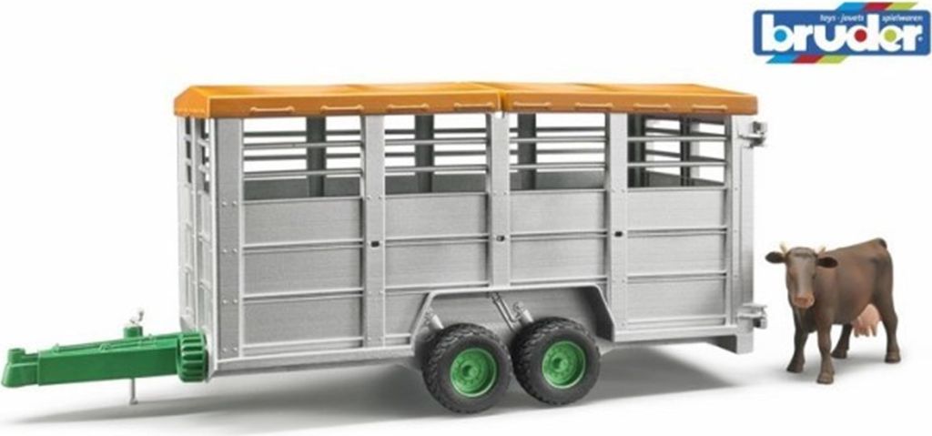 bruder Viehtransportanhänger mit Kuh, Modellfahrzeug Produktbild 