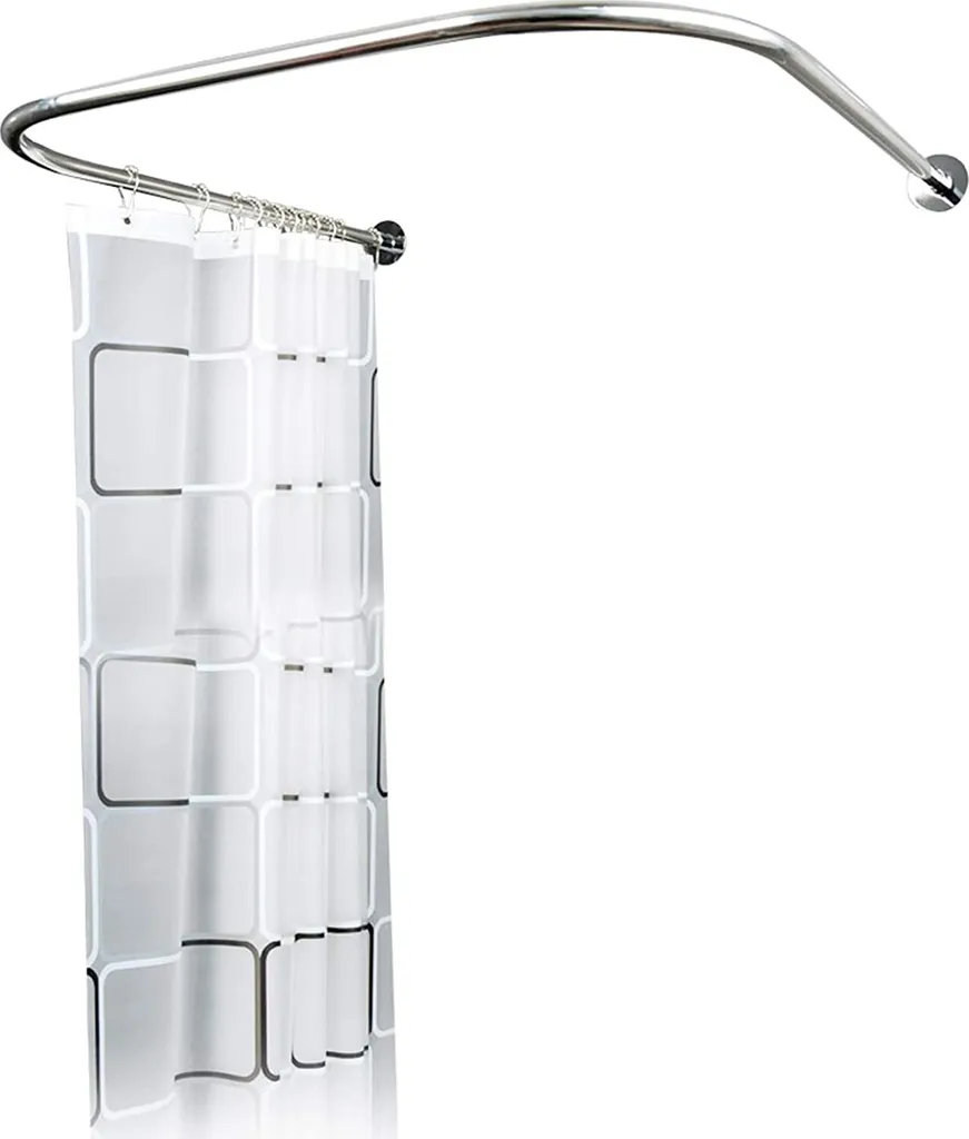Tringle de Rideau de Douche Courbe 2,4*1,8m Inox - Spacieuse