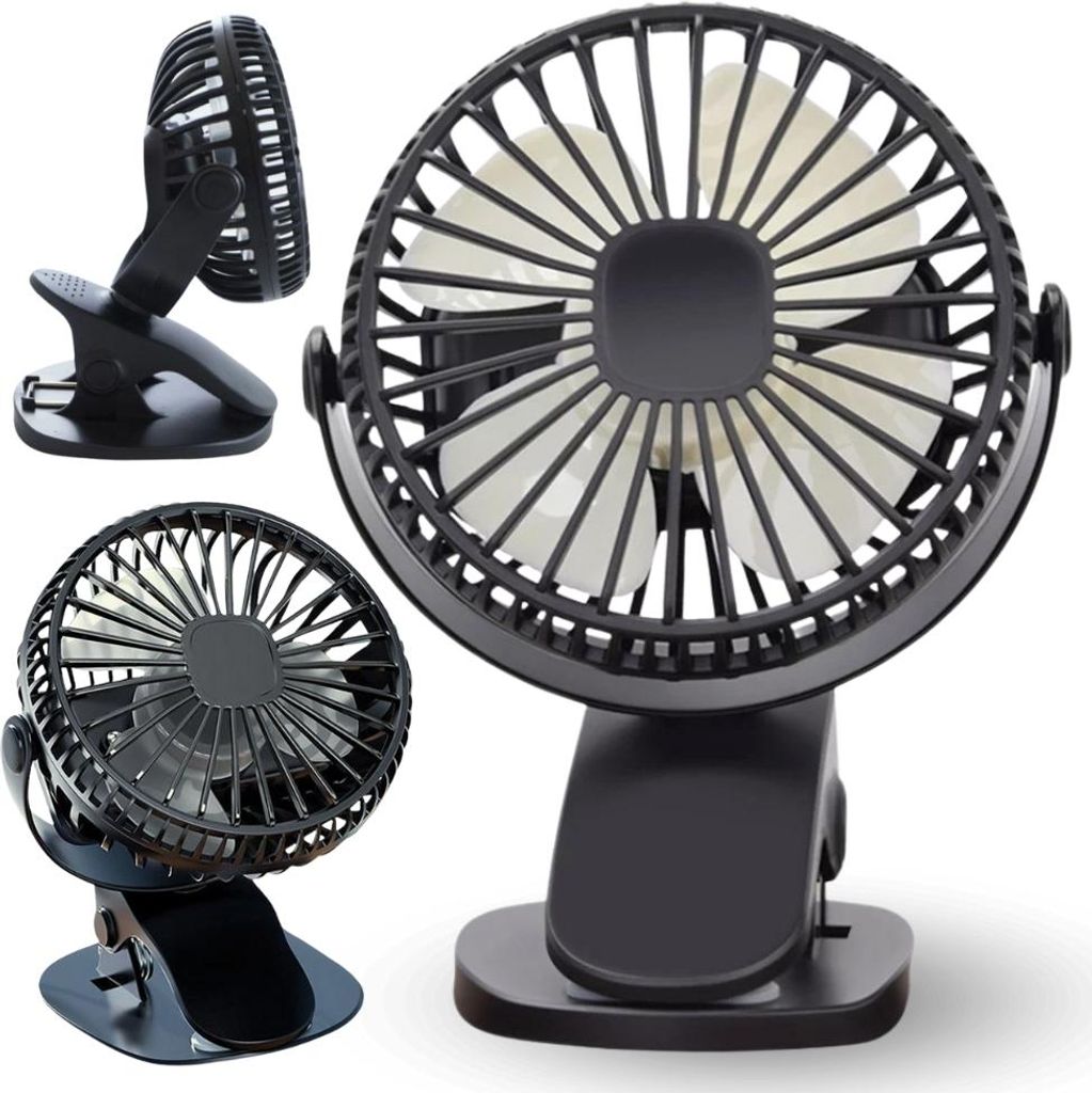 Přívěsný mini ventilátor USB nabíjený mobilní černý stolní Obrázek produktu 
