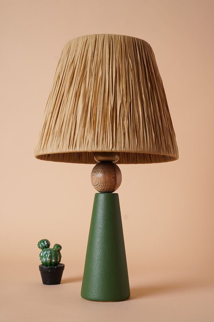 Opviq, YL496,Tischlampe, Grün, KERAMIKKÖRPER, 24 x 24 x 46 cm