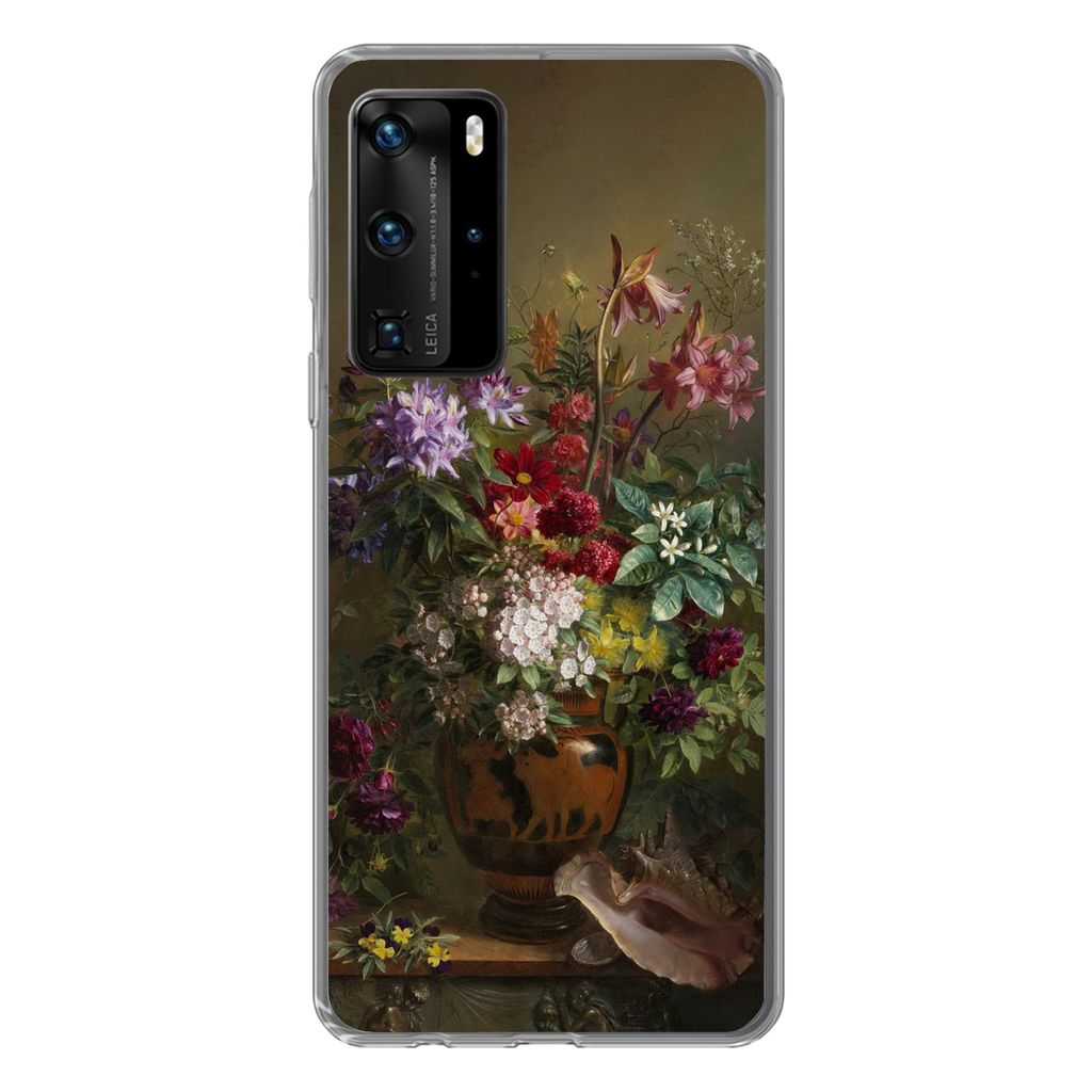 MuchoWow Handyhülle Schutzhülle Hülle für Huawei P40 Pro Stilleben mit Blumen in einer griechischen Vase - Alte Meister - Kunst Silikon Softc...