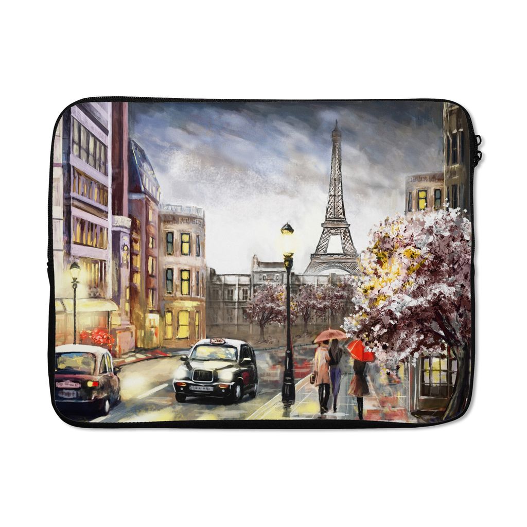 MuchoWow Laptop Hülle 17 Zoll Laptoptasche Gemälde - Paris - Frankreich - Öl - Zipper - Schutzabdeckung