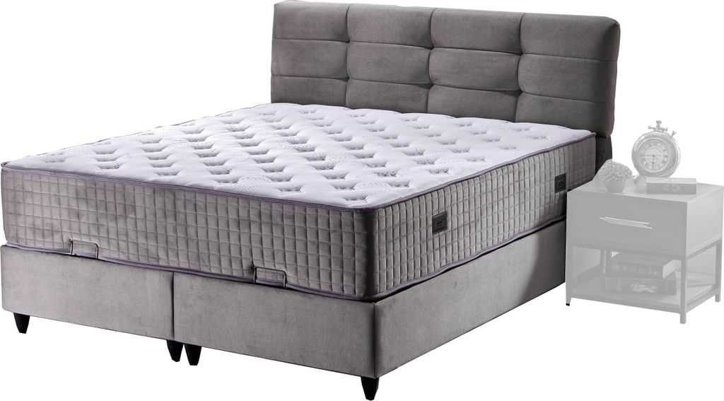 Boxbett 140 x 200 cm grau Stoffbezug mit Bettkasten - NAOMI Produktbild 