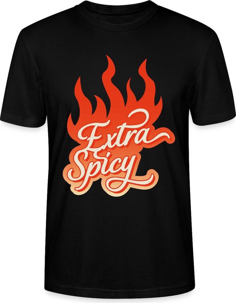 Spreadshirt Extra Spicy Lustiges Flammen Motiv Für Chili Fans Uni Bio T-Shirt, XS, Schwarz