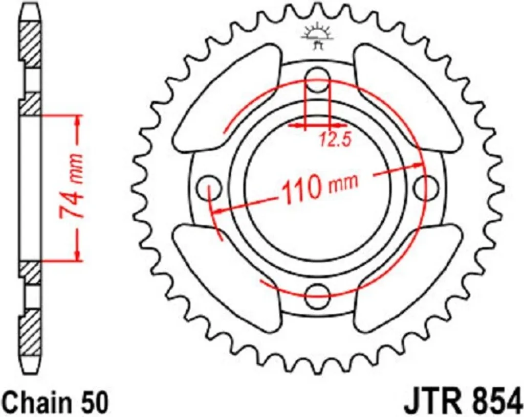 Couronne de transmission 36Z 530 SI en acier anti-corrosion