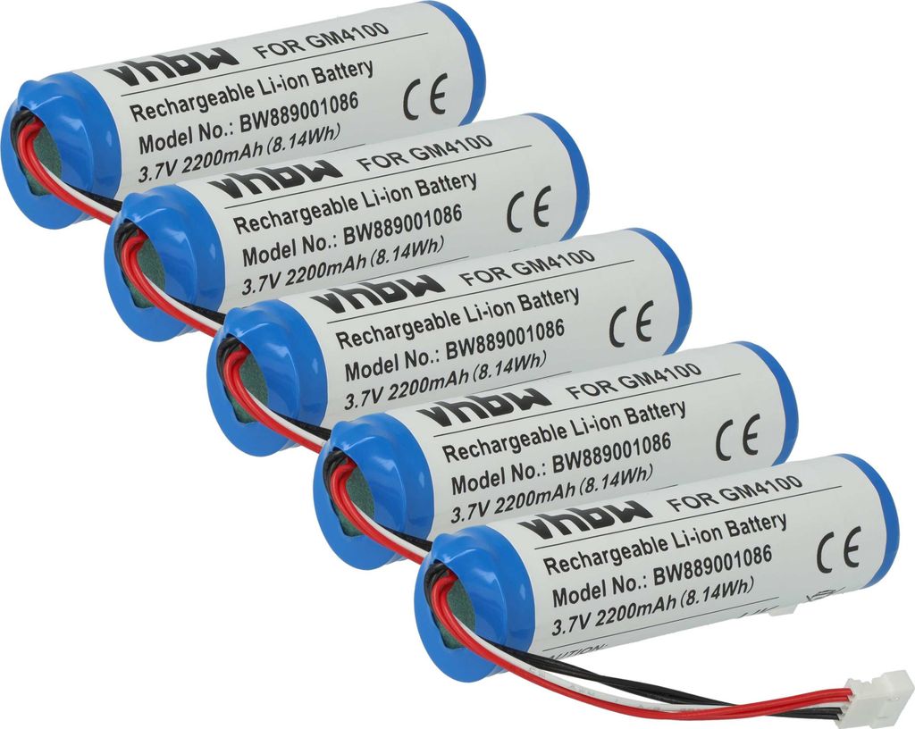vhbw 5x Akku kompatibel mit Datalogic Gryphon GM4100-HC-910, GM4130, GM4130-BK-433K1, GM4130-BK-910K1 Barcodescanner POS (2200 mAh, 3,7 V, Li-Ion)