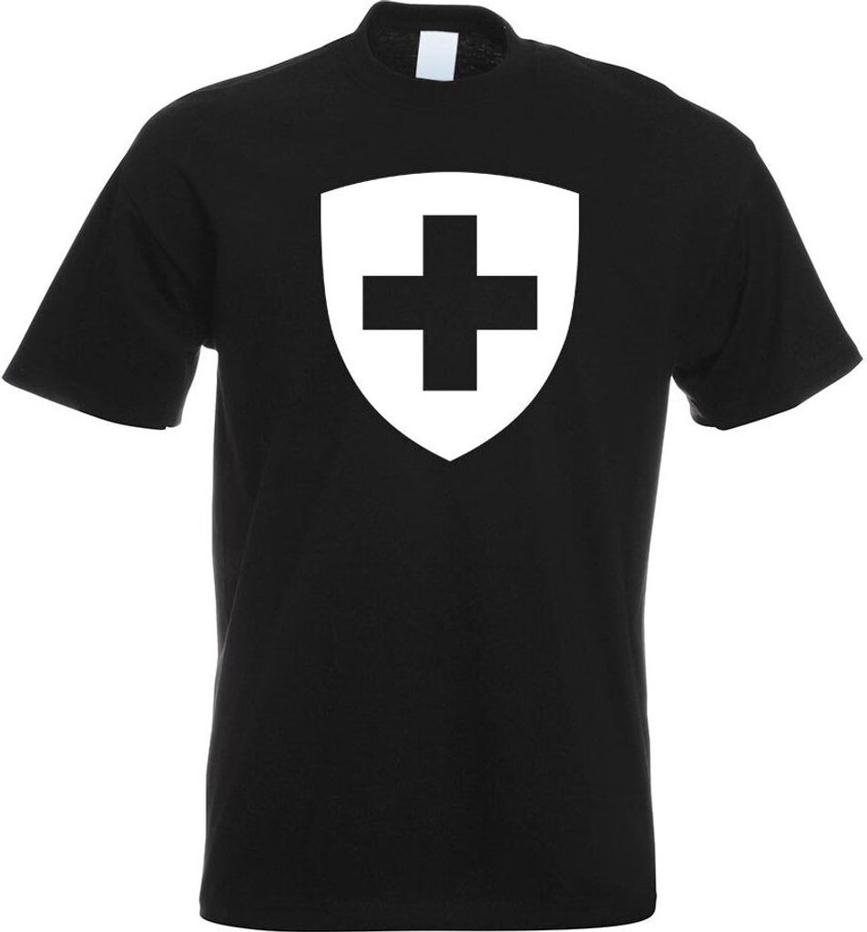 Kiwistar - T-Shirt - schwarz - Schweiz Wappen Motiv Bedruckt Funshirt Design Print - mit Motiv Bedruckt - Funshirt Design - Sport - Freizeit - Herr...