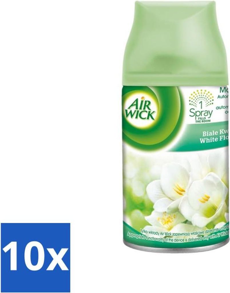 Air Wick - Lufterfrischer Nachfüller - Jasmin & weiße Blüten - Automatisches Spray - 250 ml - Vorteilspack - 10 Stücke