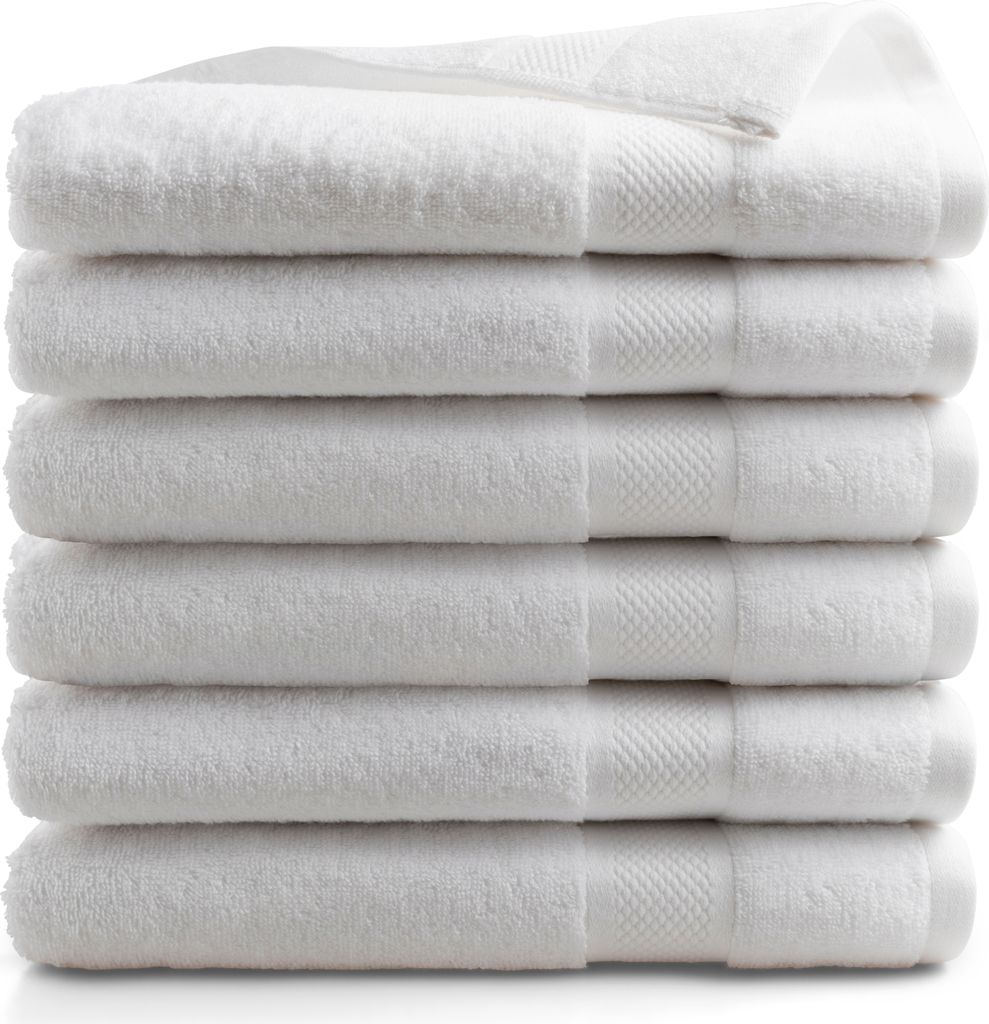 DoubleDry Hotel Kollektion Badetücher Set - 6 Teilig - 100% Baumwolle - 500 g/m² - Weich - 70x140 cm - Weiß