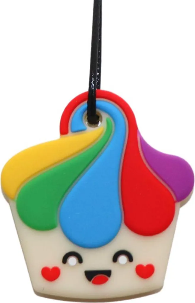 Bijou de Dentition Cupcake Arc-en-ciel - Collier Sensoriel à Mâcher