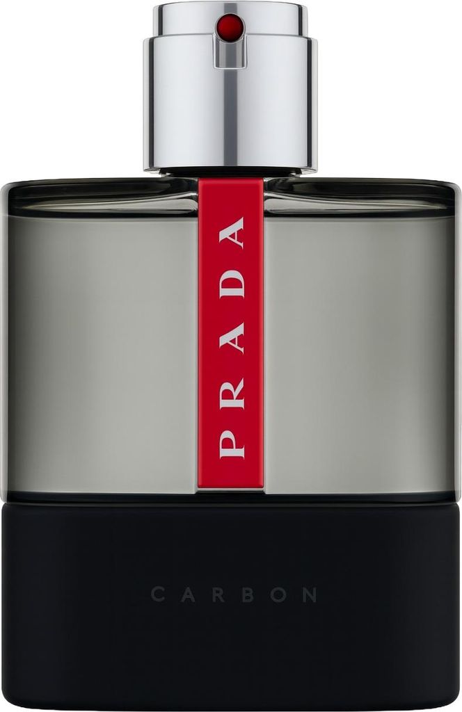 A product shot of a bottle of Prada Luna Rossa Carbon Eau de Toilette.