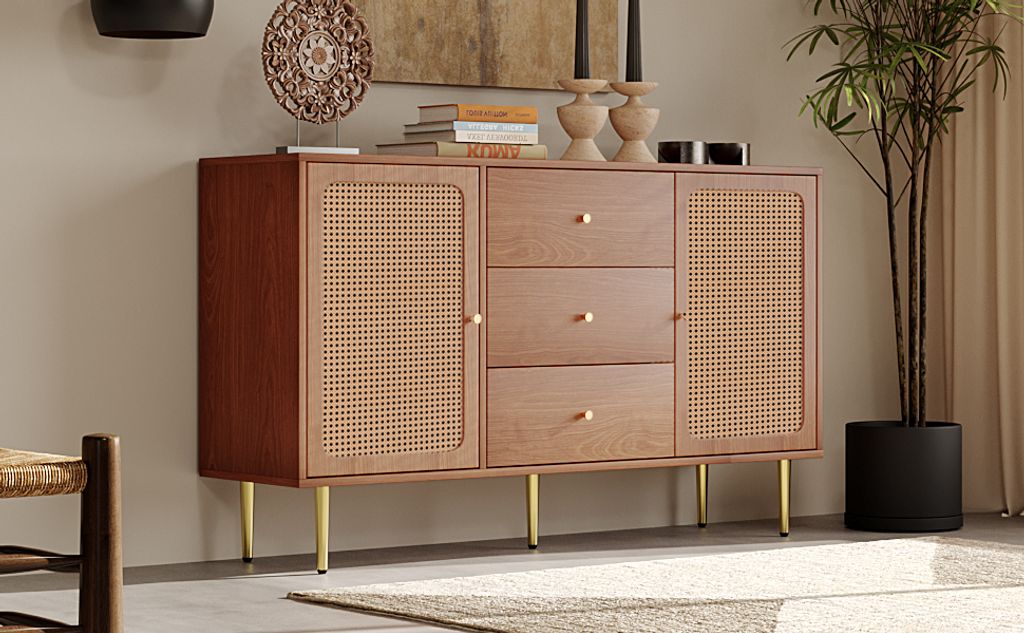 Rattanowa komoda z 2 drzwiami i 3 szufladami, regulowana Zdjęcie produktu 12
