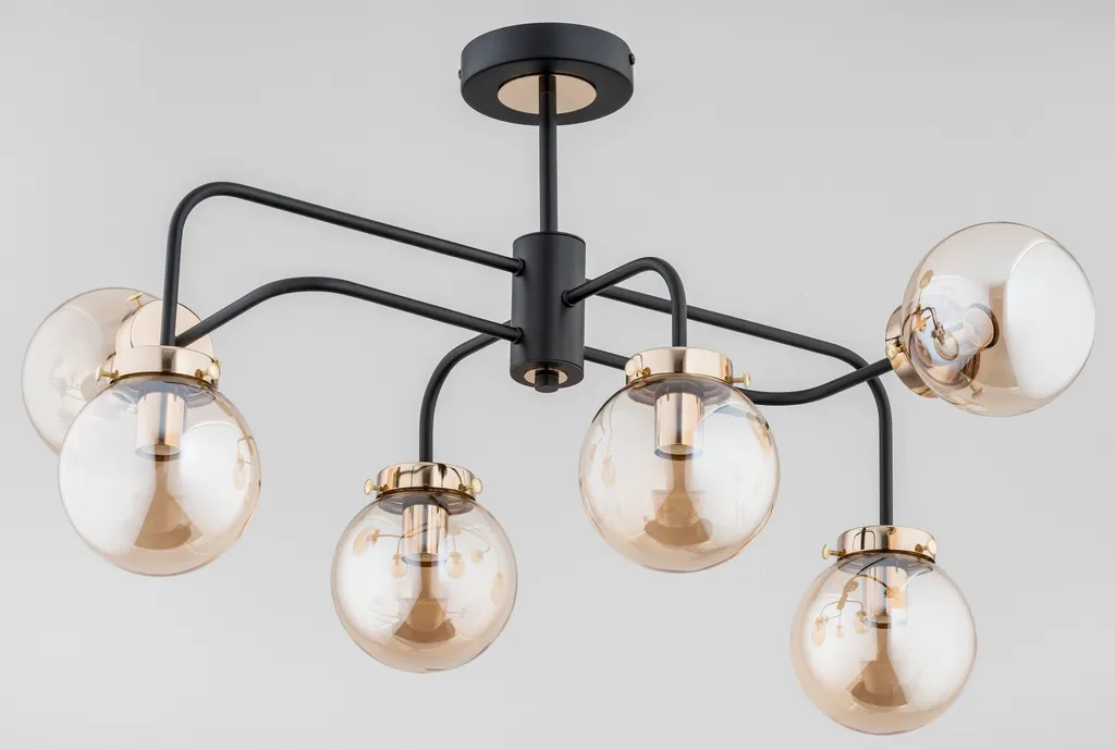 Suspension LINIO Noire 6xE27 : Solution Éclairage Puissant et Design - 2