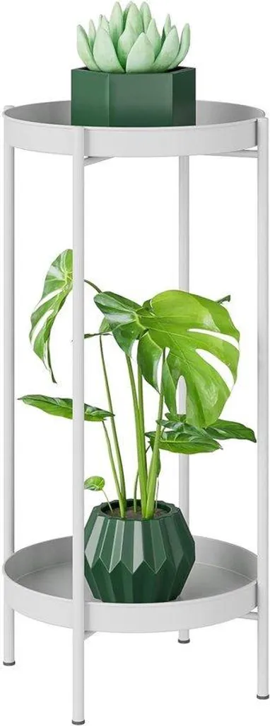Meuble de rangement pour vases et plantes, étagère blanche de balcon
