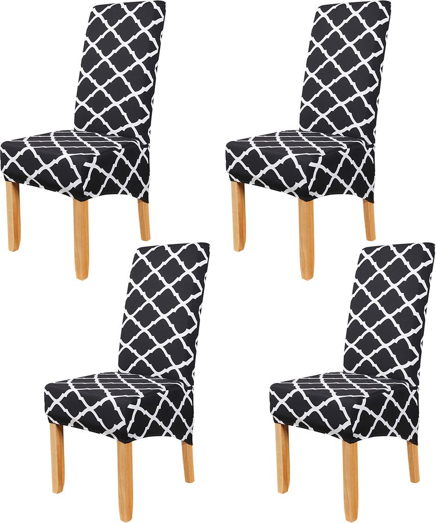 4er Pack Stretch Stuhlbezüge Waschbarer Sitzbezug Chair Schonbezüge Moderne Stuhl Hussen für Bankette Hotel Esszimmerstühle,(Schwarz)