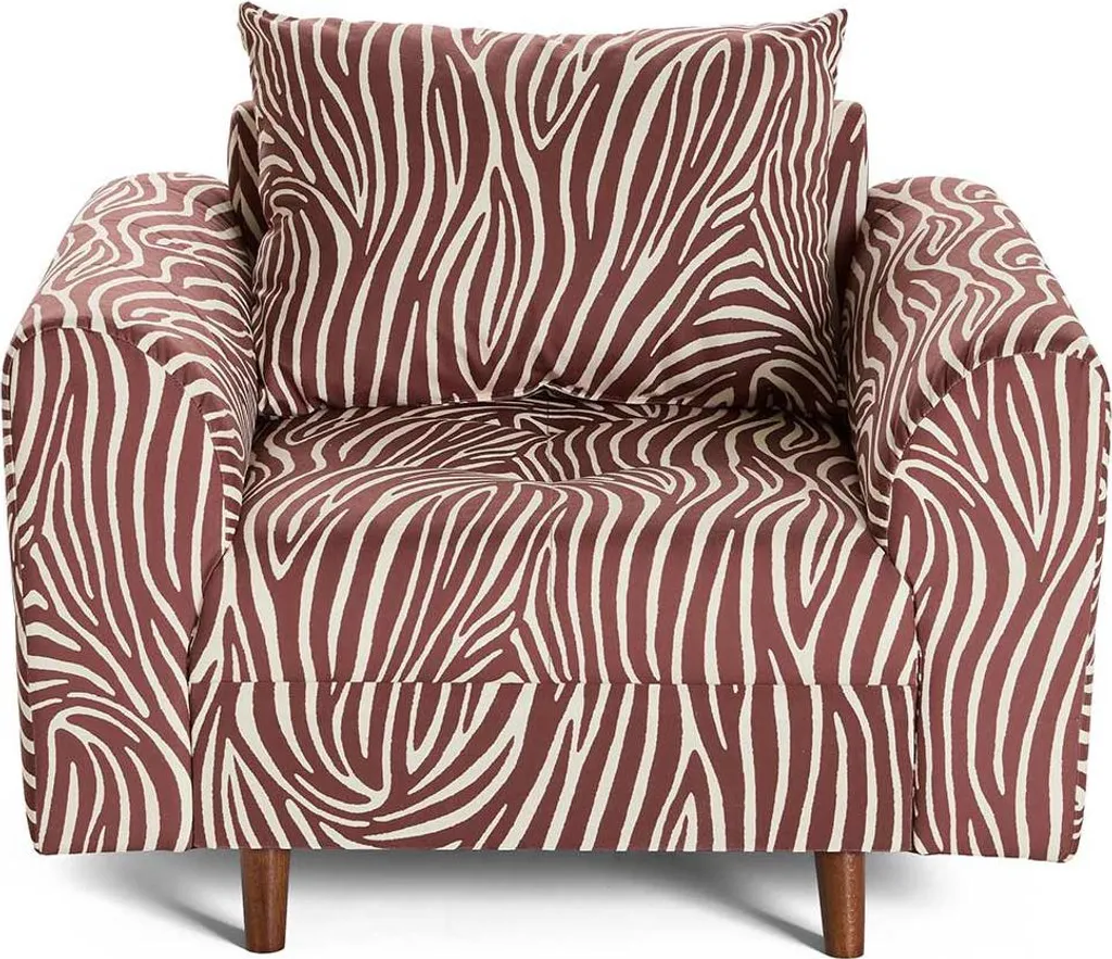 Fauteuil Velours Rune Lisa Design Motif Zèbre Marron Très Confort