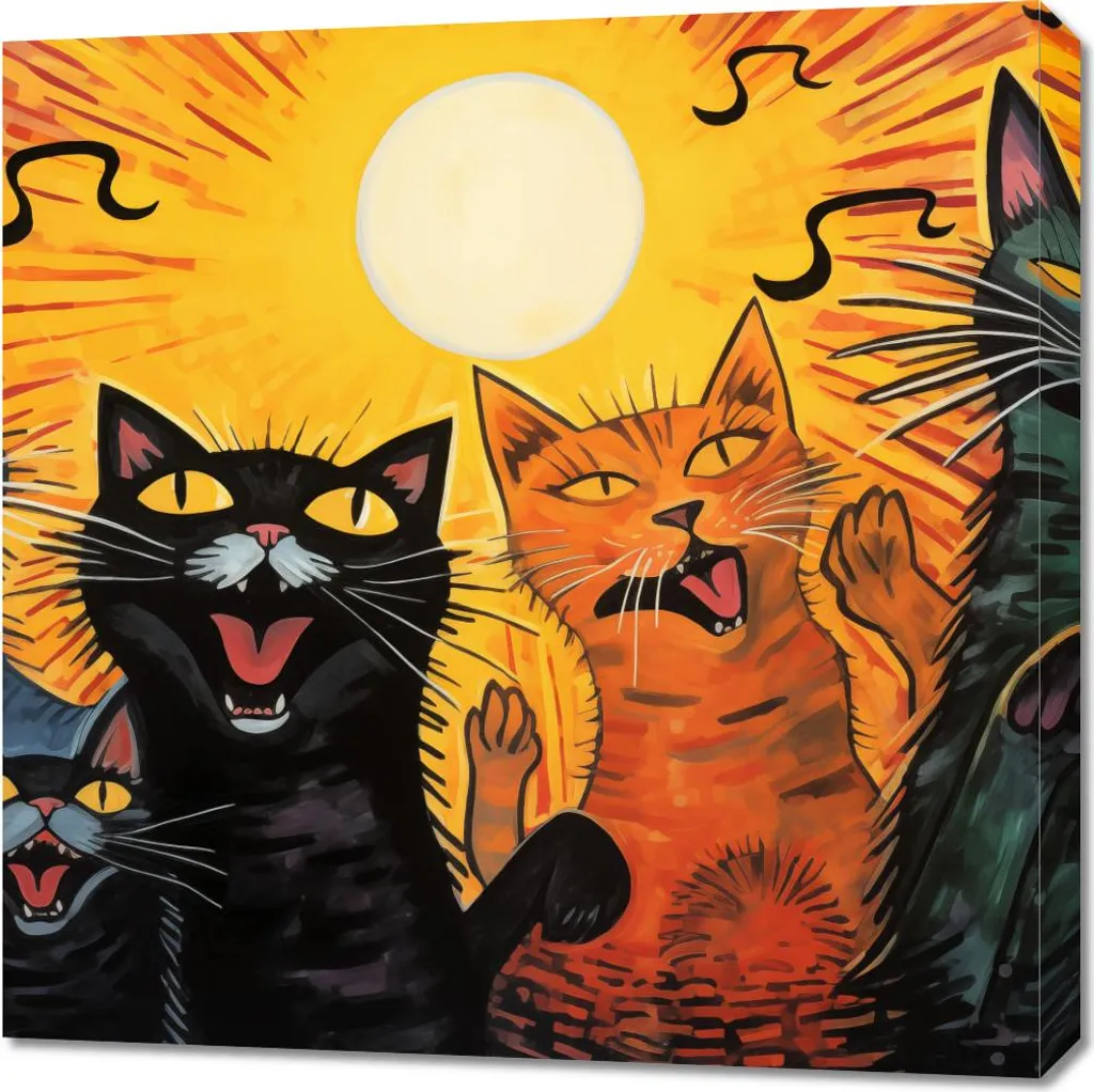 L'Anima della Musica e dei Gatti: Quadro Concerto Felino 70x70 cm