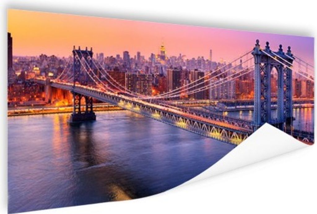 MuchoWow Poster New York - Brooklyn-Brücke - Rosa 120x60 cm - Bild