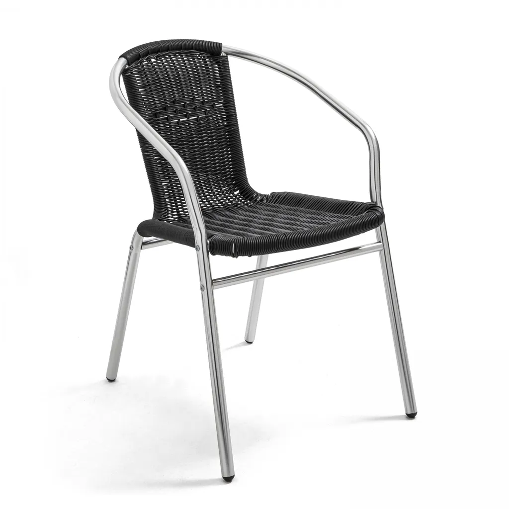 Poltrona da giardino in alluminio e resina grigio nero - Oviala Saint Germain