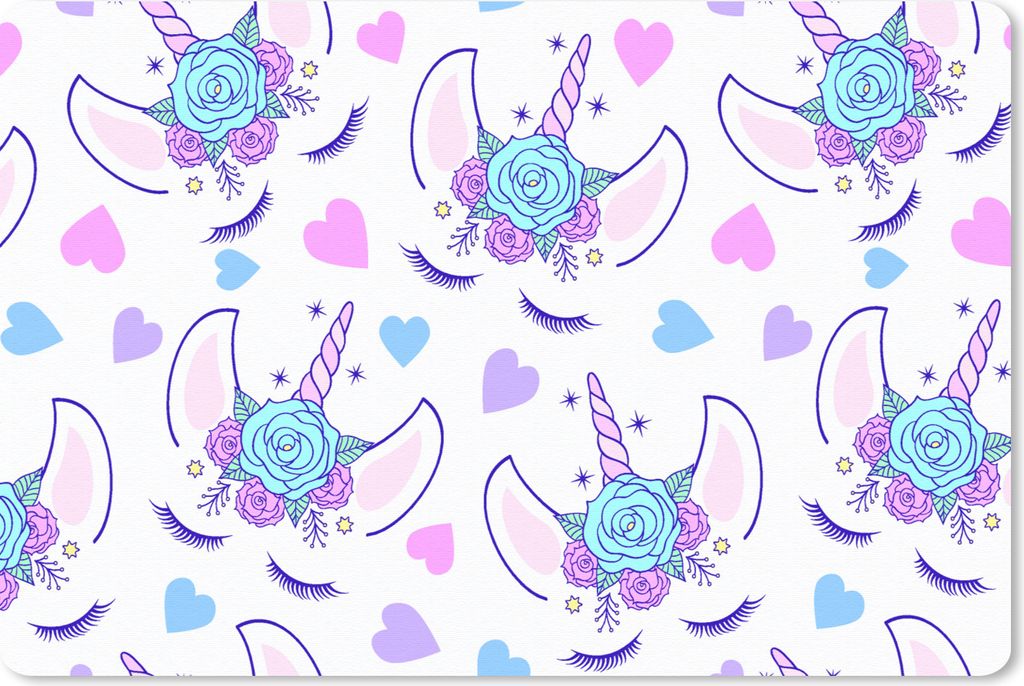 MuchoWow Schreibtischunterlage Mädchen - Einhorn - Blumen - Muster - Mädchen - Kinder - Kinder 60x40 cm - XXL Mauspad - Großes Mauspad
